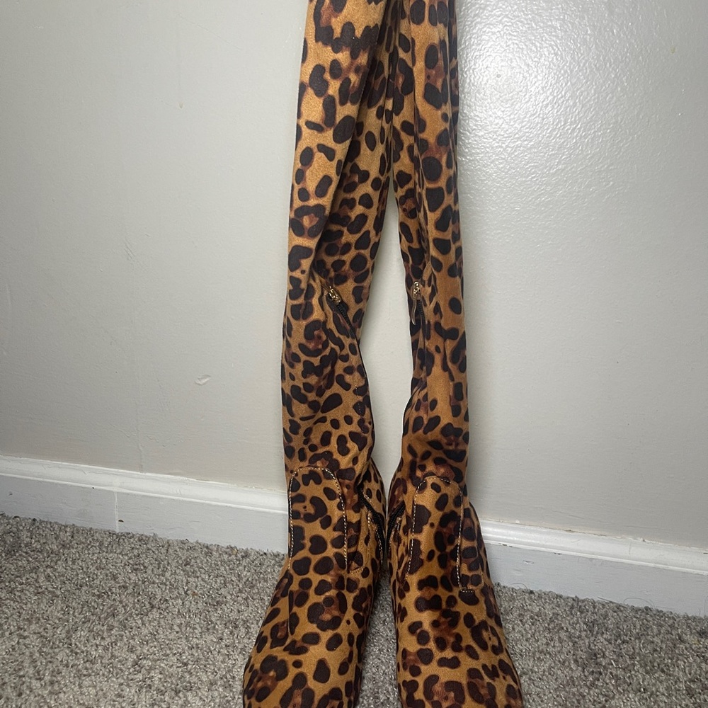 Leopard Print Over-the-Knee Boots